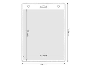 Vertical transparent ID card holder KONGRES for conferences, with lanyard-compatible holes.