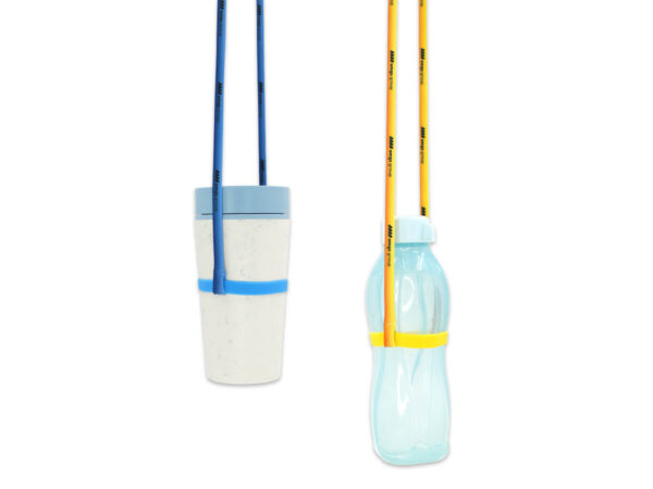 Silicone band on the bottle holder lanyard, illustrating the secure and flexible design. Available at AMGS Group.