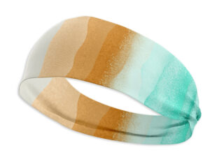 Sublimated headband with colorful print—perfect for corporate and fitness branding.