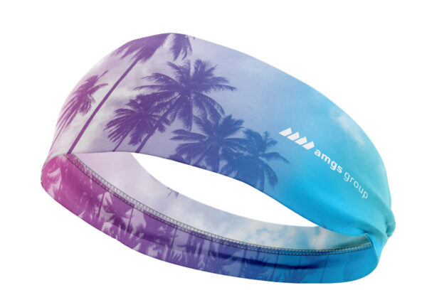 Personalized headband with logo. Full color. Activewear for running and training. AMGS Group.