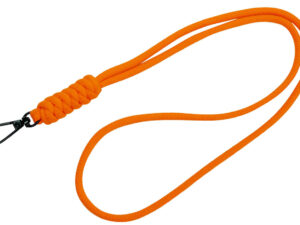 Long braided paracord lanyard with customization option and carabiner. From AMGS Group.