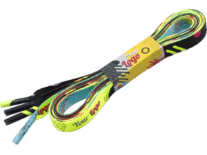 Promotional flat shoelaces with print, plain with logo – promotional product made of polyester from AMGS Group.