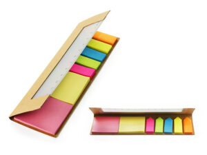 Personalized transparent ruler with colourful sticky notes. Customizable promotional office gadget with logo