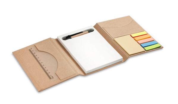 TRIPLO A6 Eco Notebook with Logo. Notes TRIPLO A6 z Logo. Notes składany TRIPLO A6 w kolorze beżowym z możliwością nadruku logo.