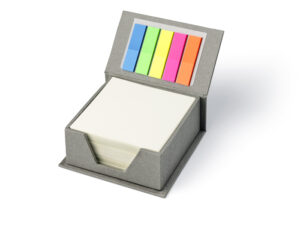 BLOC Sticky Note Cube with Logo. Grey BLOC sticky note cube with 300 sheets and logo printing option.