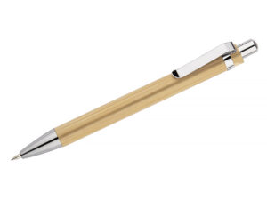 Eco bamboo automatic pencil BANO with metal details, customizable with logo.