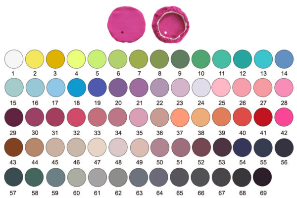 Full color palette with 69 options for custom spandex drink covers.