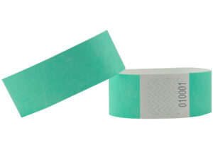 Neon green Tyvek wristband, 25mm. Waterproof entry band with increased width. Manufacturer AMGS Group.